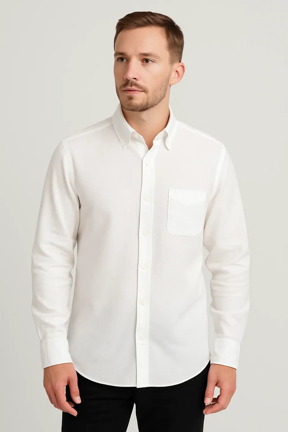 Men's Premium Line White Cotton Linen Shirt (Pack Of 4)