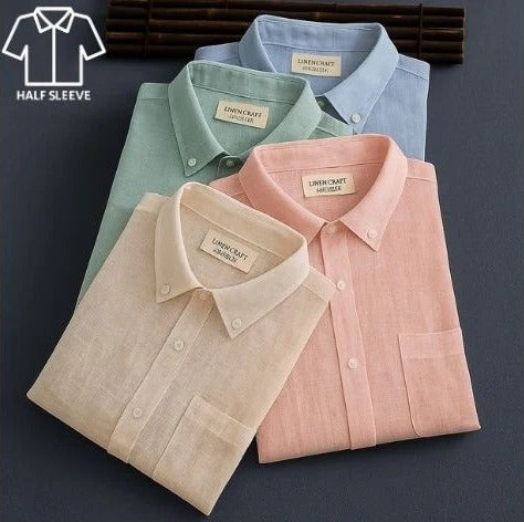 Men's Half Sleeves Cotton Linen Shirts (Pack Of 4)