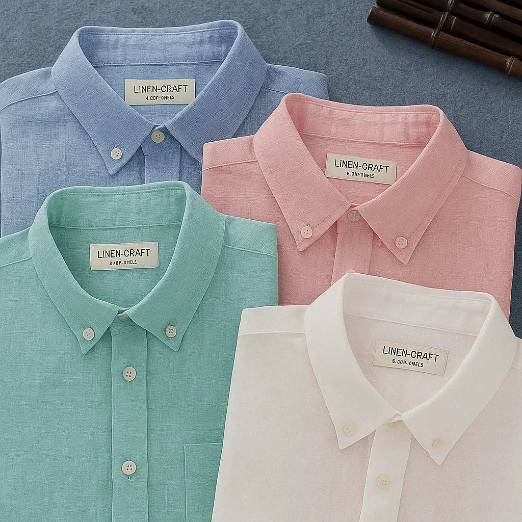 Men's Summer Half Sleeves Cotton Linen Shirts (Pack Of 4)